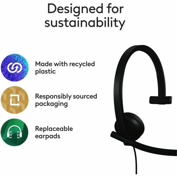 Logitech H570e USB Wired Mono Headset, USB-A, Noise-Canceling Mics, Inline Controls, Certified for Microsoft Teams, Black - Image 9