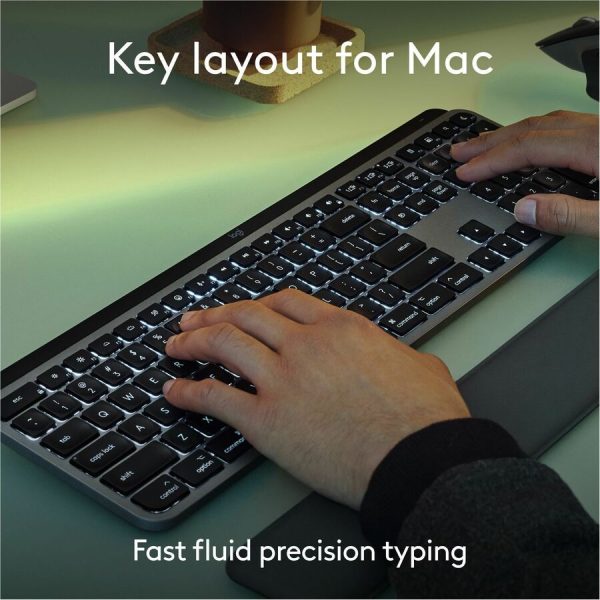 Logitech MX Keys S for Mac, Wireless Keyboard, Fluid, Precise Laptop-Like Typing, Programmable Keys, Backlit, Bluetooth USB C Rechargeable for MacBook Pro, Macbook Air, iMac, iPad (Space Grey) - Image 2