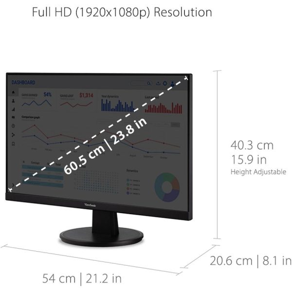 ViewSonic VA2447-MH 24 Inch Full HD 1080p Monitor with 100Hz, Ultra-Thin Bezel, AMD FreeSync, Eye Care, and HDMI, VGA Inputs for Home and Office - Image 6