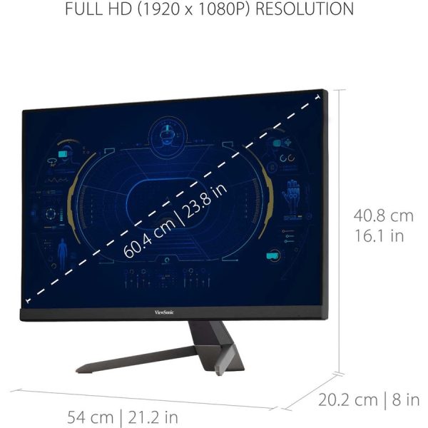 ViewSonic VX2467-MHD 24 Inch 1080p Gaming Monitor with 100Hz, 1ms, Ultra-Thin Bezels, FreeSync, Eye Care, HDMI, VGA, and DP - Image 4