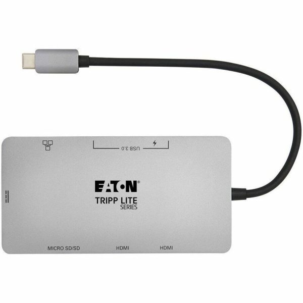 Eaton Tripp Lite Series USB-C Dock, Dual Display - 4K 60 Hz HDMI, USB 3.x (5Gbps) Hub Ports, GbE, Memory Card, 100W PD Charging, Gray - Image 7