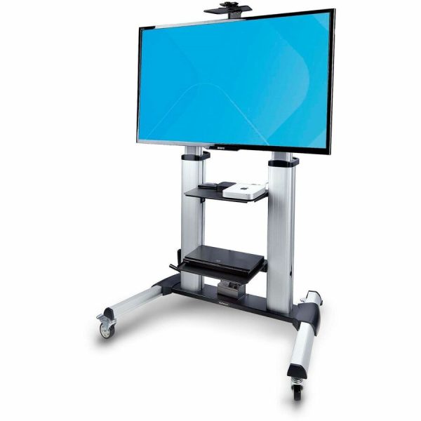 StarTech.com Rolling TV Cart/Stand On Wheels, For 60-100inch Flat Screens and 220lb, Height Adjustable Mobile Trolley Mount/Portable Stand - Image 2