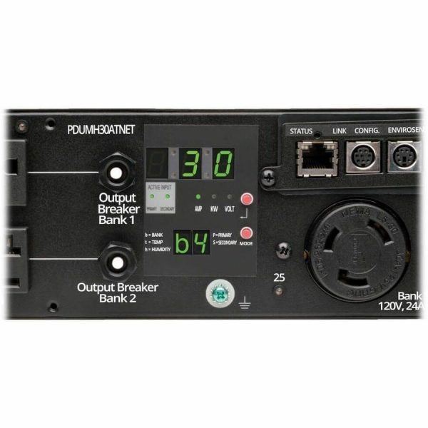 Eaton Tripp Lite Series 2.9kW Single-Phase Switched Automatic Transfer Switch PDU, 2 120V L5-30P Inputs, 24 5-15/20R & 1 L5-30R Outputs, 2U, TAA - Image 2