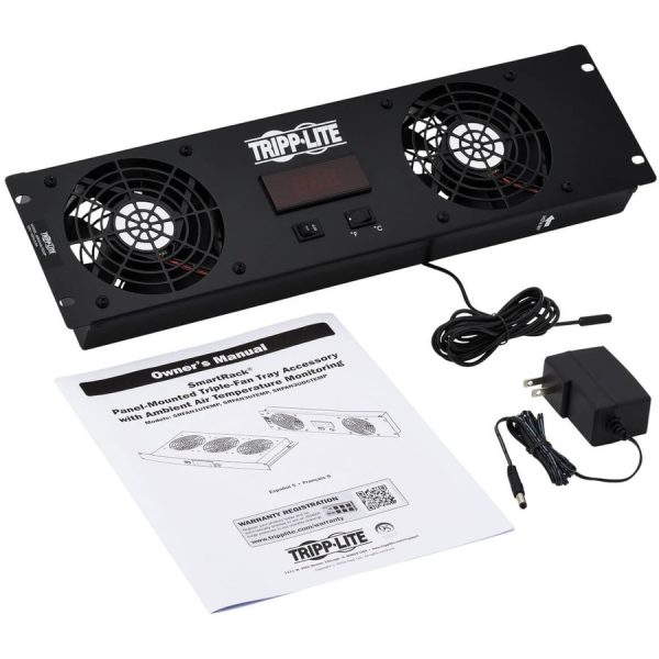 Eaton Tripp Lite Series 3U Digital Temperature Sensor with 2 12VDC High-Performance Fans, Blanking Panel, LCD - Image 4