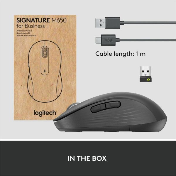 Logitech Signature M650 for Business Wireless Mouse, For Small to Medium Sized Hands, Logi Bolt, Graphite - Image 9
