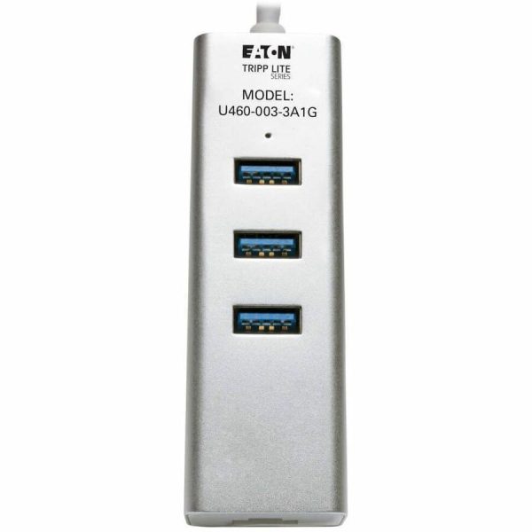 Eaton Tripp Lite Series 3-Port USB 3.x (5Gbps) Hub with LAN Port, USB-C to 3x USB-A Ports and Gigabit Ethernet, Silver - Image 3