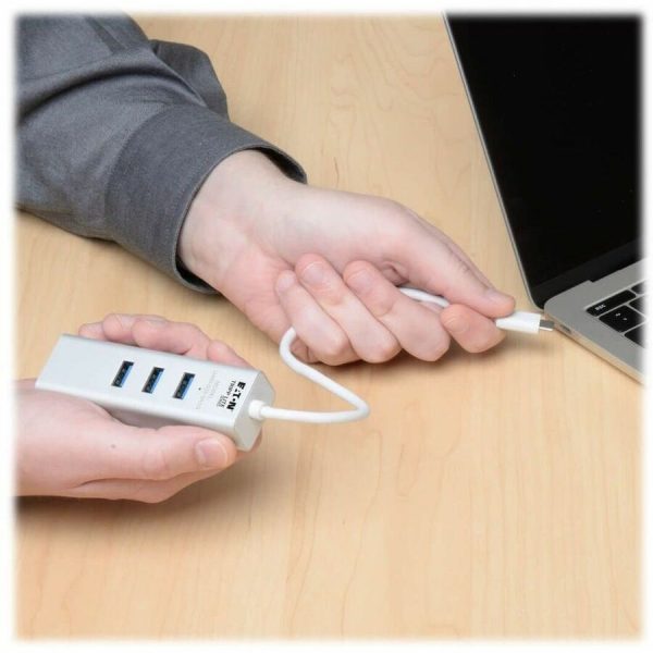 Eaton Tripp Lite Series 3-Port USB 3.x (5Gbps) Hub with LAN Port, USB-C to 3x USB-A Ports and Gigabit Ethernet, Silver - Image 4