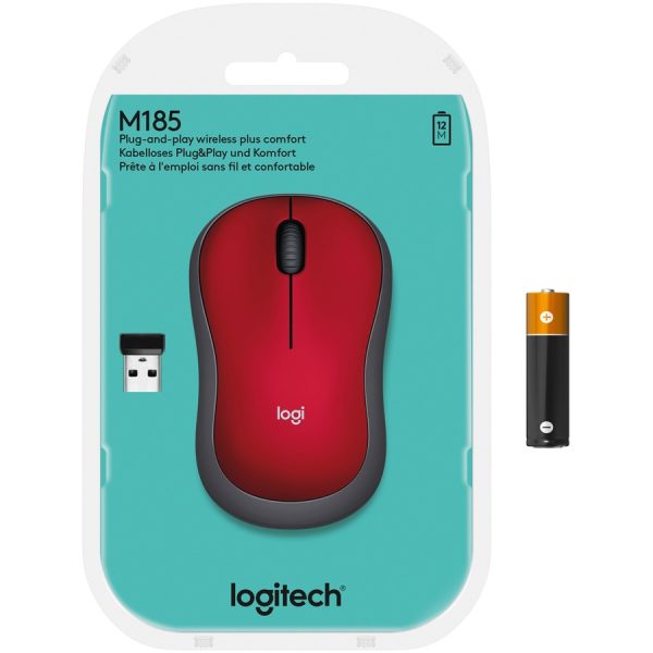 Logitech M185 Wireless Mouse, 2.4GHz with USB Mini Receiver, 12-Month Battery Life, 1000 DPI Optical Tracking, Ambidextrous, Compatible with PC, Mac, Laptop (Red) - Image 10