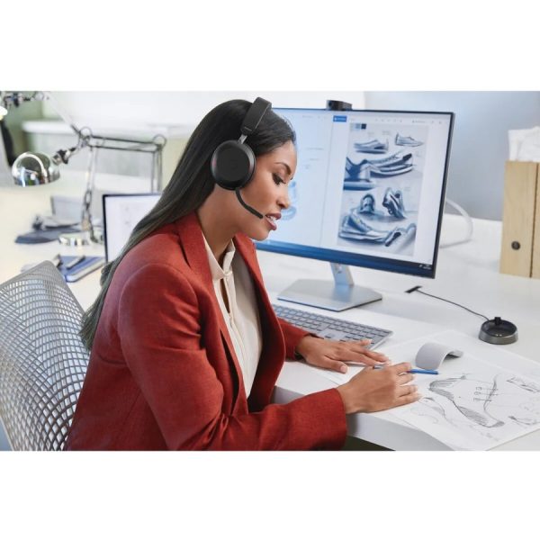 Jabra Evolve2 75 Wireless On-ear Stereo Headset - USB-C - Unified Communication - Black - Binaural - Ear-cup - 3000 cm - Bluetooth - 20 Hz to 20 kHz - MEMS Technology Microphone - Noise Cancelling - Image 4