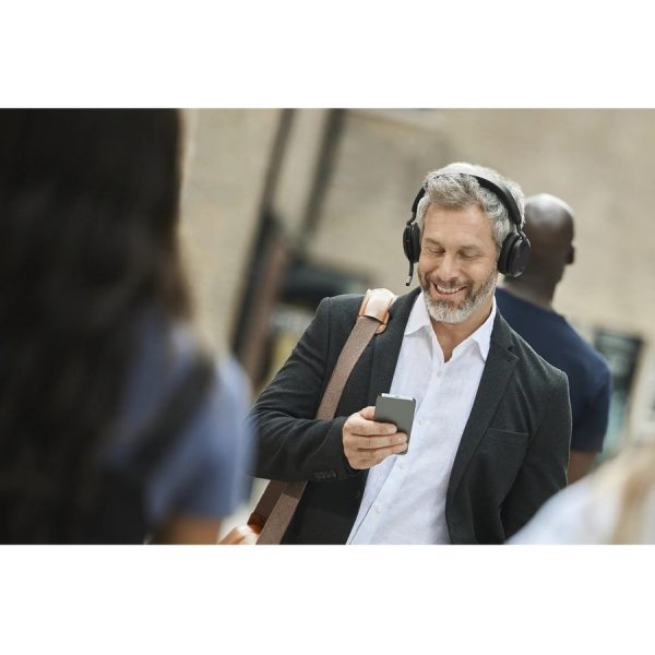 Jabra Evolve2 75 Wireless On-ear Stereo Headset - USB-C - Unified Communication - Black - Binaural - Ear-cup - 3000 cm - Bluetooth - 20 Hz to 20 kHz - MEMS Technology Microphone - Noise Cancelling - Image 8