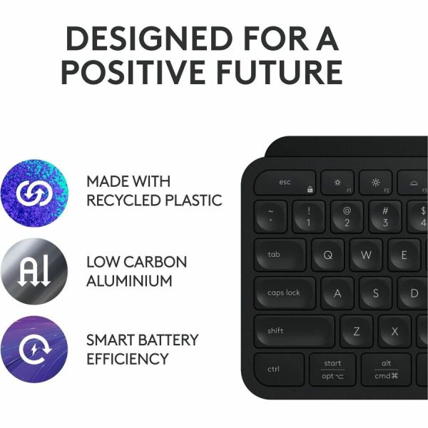Logitech MX Keys S Wireless Keyboard, Low Profile, Fluid Precise Quiet Typing, USB C Rechargeable, Black - Image 5