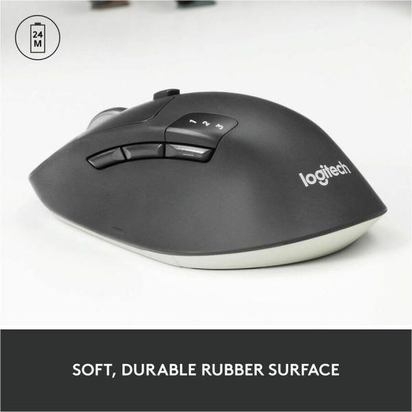 Logitech M720 Triathlon Multi-Device Wireless Mouse, Bluetooth, USB Unifying Receiver, 1000 DPI, 8 Buttons, Black - Image 2