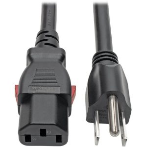 Eaton Tripp Lite Series Computer Power Cord, NEMA 5-15P to Locking C13 - Heavy-Duty, 15A, 125V, 14 AWG, 2 ft. (0.61 m), Black