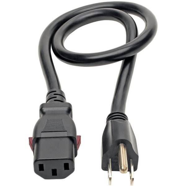 Eaton Tripp Lite Series Computer Power Cord, NEMA 5-15P to Locking C13 - Heavy-Duty, 15A, 125V, 14 AWG, 2 ft. (0.61 m), Black - Image 2
