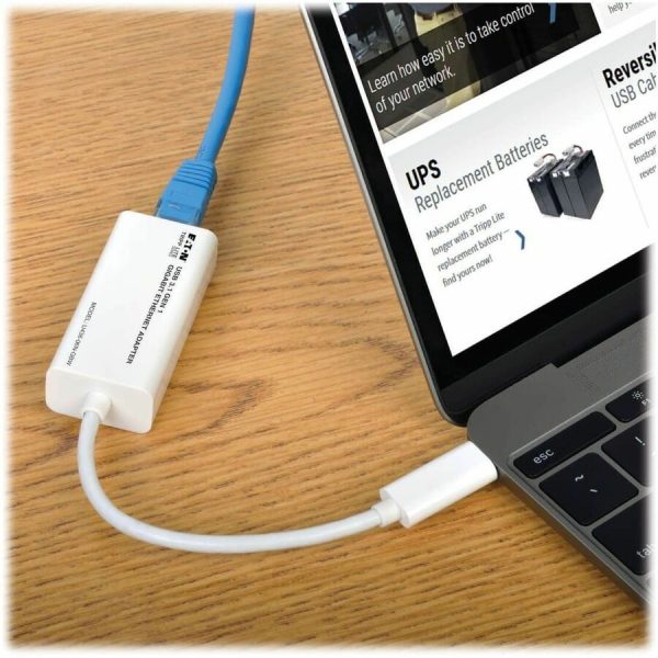 Eaton Tripp Lite Series USB-C to Gigabit Network Adapter, Thunderbolt 3 Compatibility - White - Image 2