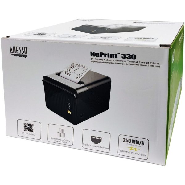 Adesso NuPrint NuPrint 330 Desktop Direct Thermal Printer - Monochrome - Receipt Print - USB - Serial - Black - Image 9