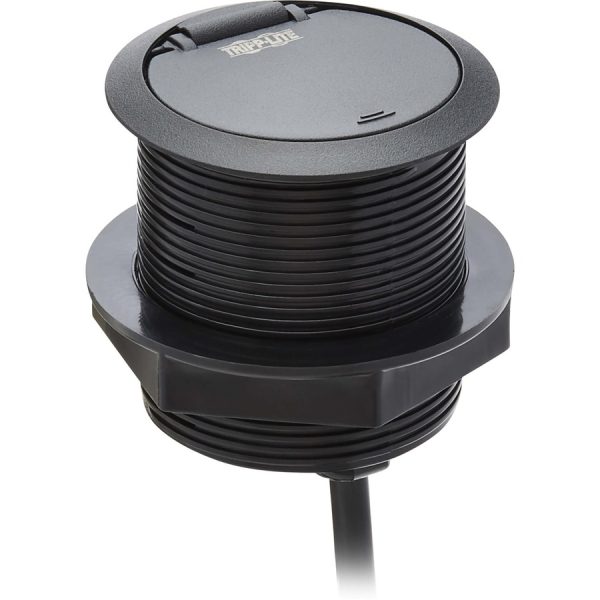Eaton Tripp Lite Series Protect It! In-Desktop Power Grommet - NEMA 5-15P, 2x USB-A Charging, Surge Protection, 10 ft. Cord, Antimicrobial, Black - Image 3