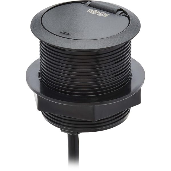 Eaton Tripp Lite Series Protect It! In-Desktop Power Grommet - NEMA 5-15P, 2x USB-A Charging, Surge Protection, 10 ft. Cord, Antimicrobial, Black - Image 4