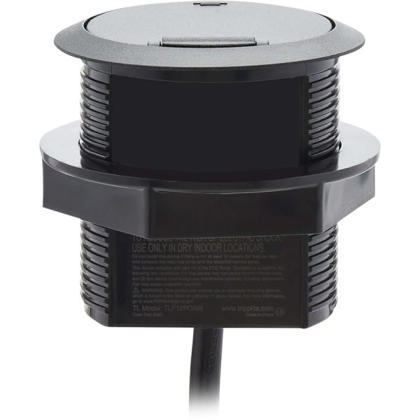 Eaton Tripp Lite Series Protect It! In-Desktop Power Grommet - NEMA 5-15P, 2x USB-A Charging, Surge Protection, 10 ft. Cord, Antimicrobial, Black - Image 9