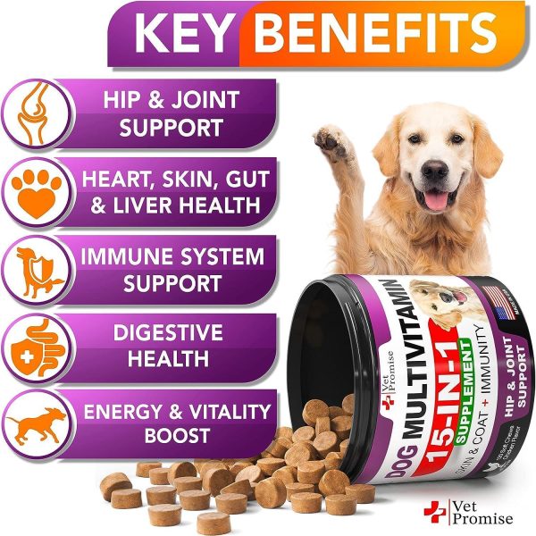 (2 Pack) Dog Multivitamin Chewable with Glucosamine   Dog Vitamins and Supplements   Senior & Puppy Multivitamin for Dogs   Pet Joint Support Health   Immunity   Mobility   Energy   240 Chews - Image 2