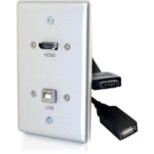 Alum Single Gang HDMI USB WP