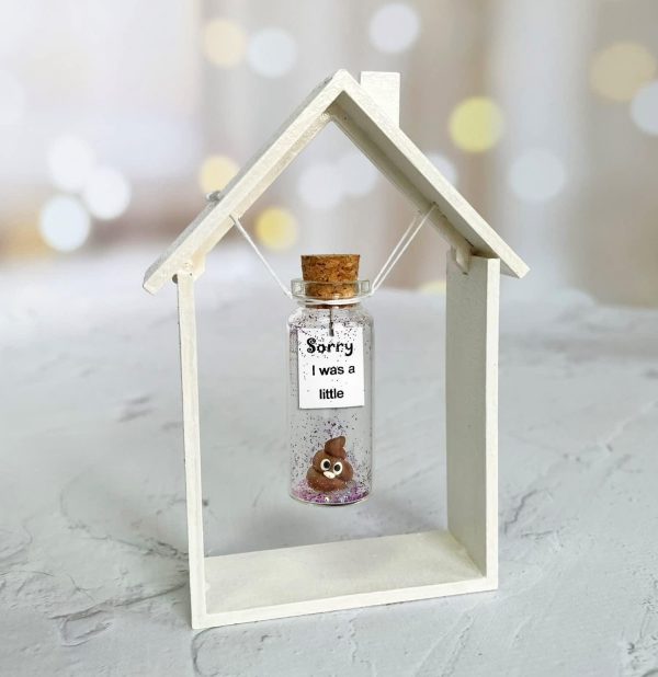 I'm Sorry Gifts for Her and Him   Personalised Apology Gift   Cute Poop in a Jar and Sorry Card   Forgive Me Present Idea (in White Wood Frame Sorry I was a little   Brown Poop) - Image 3