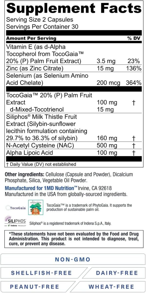 1MD Nutrition LiverMD - Liver Cleanse Supplement | Siliphos Milk Thistle Extract - Highly Bioavailable, Clinically Studied for Liver Detox | 60 Capsules - Image 4