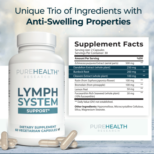 PureHealth Research Lymph System Support Supplement; Lymphatic Drainage Supplement with Dandelion - Image 3