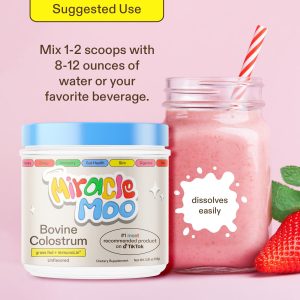 Miracle Moo Colostrum Supplement for Gut Health, Hair Growth, and Immune Support, Unflavored 30 Servings