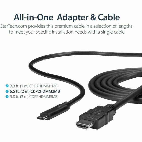 StarTech.com USB C to HDMI Cable - 6 ft / 2m - USB-C to HDMI 4K 60Hz - USB Type C to HDMI - Computer Monitor Cable - Image 3