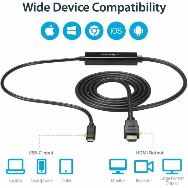 StarTech.com USB C to HDMI Cable - 6 ft / 2m - USB-C to HDMI 4K 60Hz - USB Type C to HDMI - Computer Monitor Cable - Image 5
