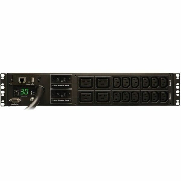 Eaton 5.5kW Single-Phase Monitored PDU with LX Platform Interface, 208/230V Outlets (12-C13 and 4-C19), L6-30P, 12 ft. (3.66 m) Cord, 2U Rack-Mount, TAA - Image 2