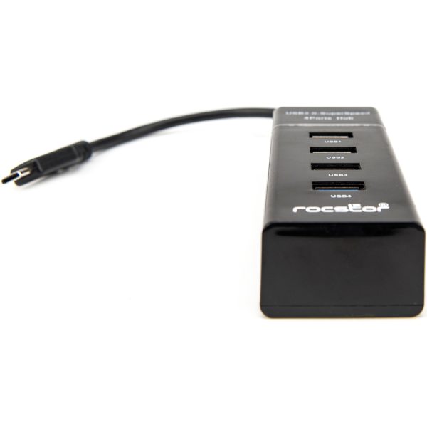 Rocstor Premium Slim Portable 4 Port Hub - USB-C to 4x USB-A Slim Hub - USB 3.0 Hub - Bus Powered - Black - USB C to USB Type-A Hub - USB Type C - External - USB-C 3.1 to 4 USB Type-A 3.0 Port(s) USB-A - Image 7