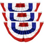 G128 3 Pack: American USA No Stars Pleated Fan Flag | 3x6 Ft | Printed 150D Polyester | Patriotic Decor, Indoor/Outdoor, Vibrant Colors, Brass Grommets, Thicker and More Durable Than 100D 75D