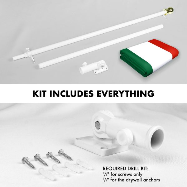 G128 Combo Pack: 6 Ft Tangle Free Spinning Flagpole (White) & Hungary Flag 3x5 Ft Printed 150D Polyester, Brass Grommets (Flag Included) Aluminum Flag Pole - Image 2