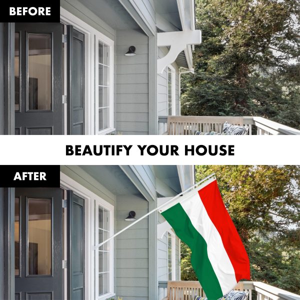 G128 Combo Pack: 6 Ft Tangle Free Spinning Flagpole (White) & Hungary Flag 3x5 Ft Printed 150D Polyester, Brass Grommets (Flag Included) Aluminum Flag Pole - Image 3