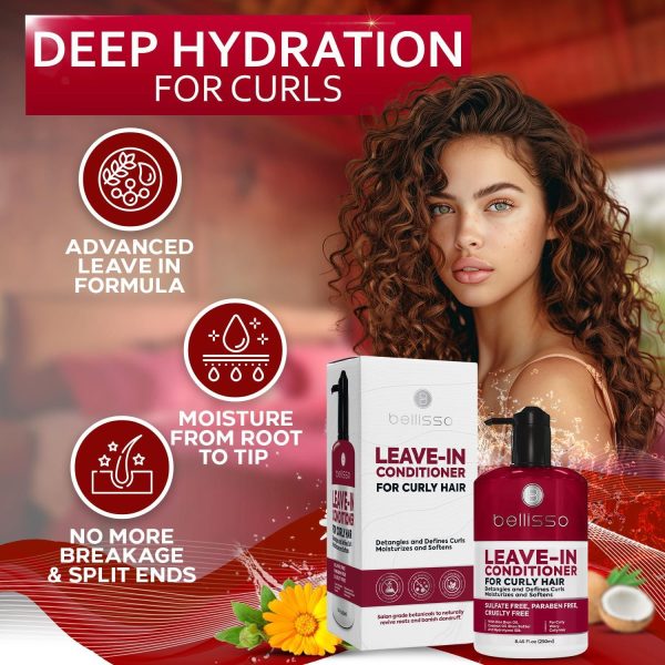 Leave in Conditioner for Curly Hair   Frizz Control for Women and Men   Restores Dry Damaged and Wavy Hair   Detangler Cream and Sulfate Free Anti Static Moisturizer Treatment with Shea Butter - Image 2
