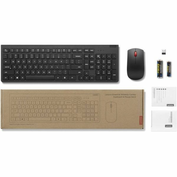 Lenovo Essential Wireless Keyboard & Mouse Combo, Gen 2 - Black - Image 6