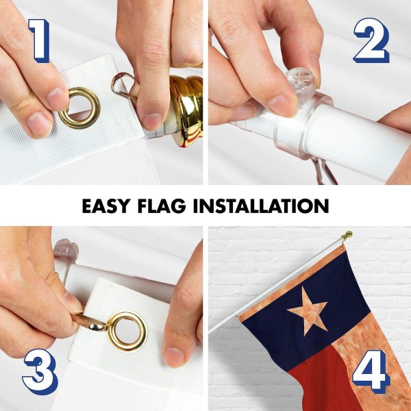 G128 Combo Pack: 6 Ft Tangle Free Aluminum Spinning Flagpole (White) & Texas Tea-Stained Flag 3x5 Ft, LiteWeave Pro Series Printed 300D Polyester | Pole with Flag Included - Image 7