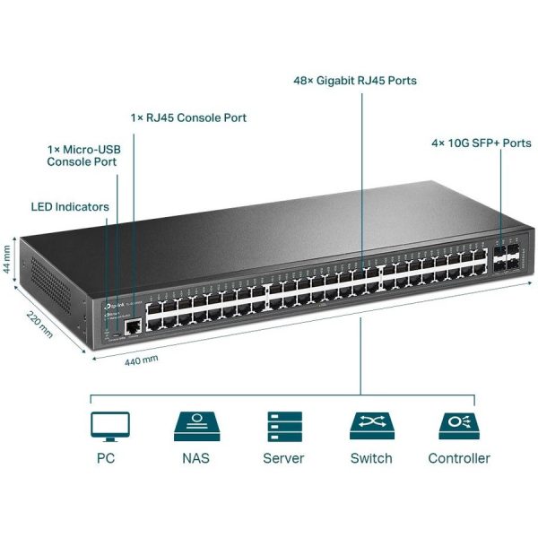 TP-Link TL-SG3452X - JetStream 48-Port Gigabit L2+ Managed Switch with 4 10GE SFP+ Slots - Image 4