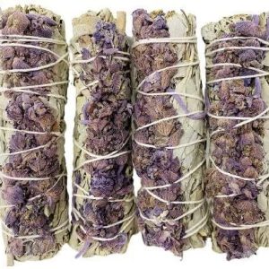 Bholi Sage Plus Sage Smudge Kit for Cleansing Negative Energy Lavender with White Sage Smudge Sticks Pack of 4