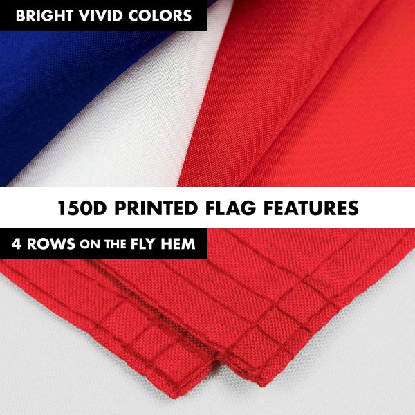 G128 Combo Pack: 6 Feet Tangle Free Spinning Flagpole (Silver) France French Flag 3x5 ft Printed 150D Brass Grommets (Flag Included) Aluminum Flag Pole - Image 5