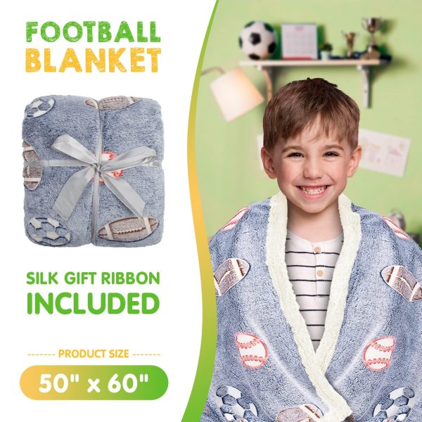 Glow in The Dark Blanket. Blue Flannel Fleece Blanket for Boys. Two Sided Soccer Kids Blanket. 6 Hours Glow in The Dark Blankets 50 x 60 Inches - Image 2