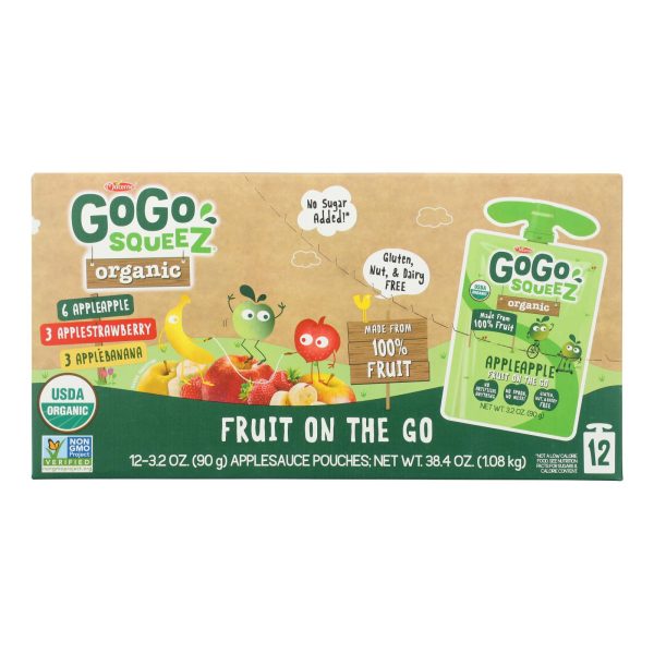 Gogo Squeez Gogo - Applesauce - Organic - Variety - Case of 6 - 12/3.2oz - Image 3