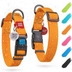 Waterproof Dog Collar   Adjustable Dog Collar for Large Dogs Small and Medium Dogs   Breakaway Dog Collar Waterproof with Plastic Buckle and QR Dog Tag Boy & Girl Dog Collars (Orange)