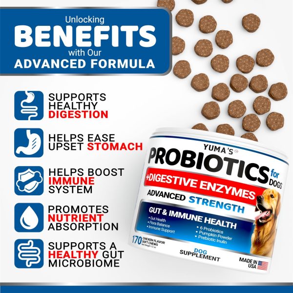 Probiotics for Dogs and Digestive Enzymes   170 Dog Probiotics Chews   Pet Fiber Supplement   Anti Diarrhea Upset Stomach & Gas Relief Constipation Canine Prebiotic   Gut Health Treats   USA Made - Image 2