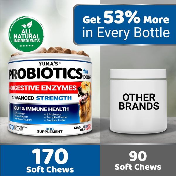 Probiotics for Dogs and Digestive Enzymes   170 Dog Probiotics Chews   Pet Fiber Supplement   Anti Diarrhea Upset Stomach & Gas Relief Constipation Canine Prebiotic   Gut Health Treats   USA Made - Image 5