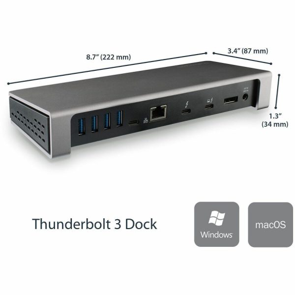StarTech.com Thunderbolt 3 Dock - Dual Monitor 4K 60Hz TB3 Docking Station with DisplayPort - 85W Power Delivery, 6-Port USB 3.0, SD, GbE - Image 3