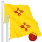 G128 2 Pack: New Mexico NM State Flag | 6x10 Ft | StormFlyer Series Embroidered 220GSM Spun Polyester | Embroidered Design, Indoor/Outdoor, Brass Grommets, Heavy Duty, All Weather