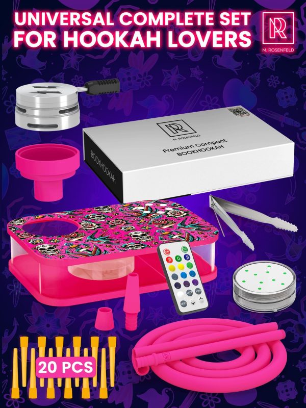 M. ROSENFELD Portable Hookah Set With Everything And Case   Premium Book Hookah with Tattoo Pattern - Image 2